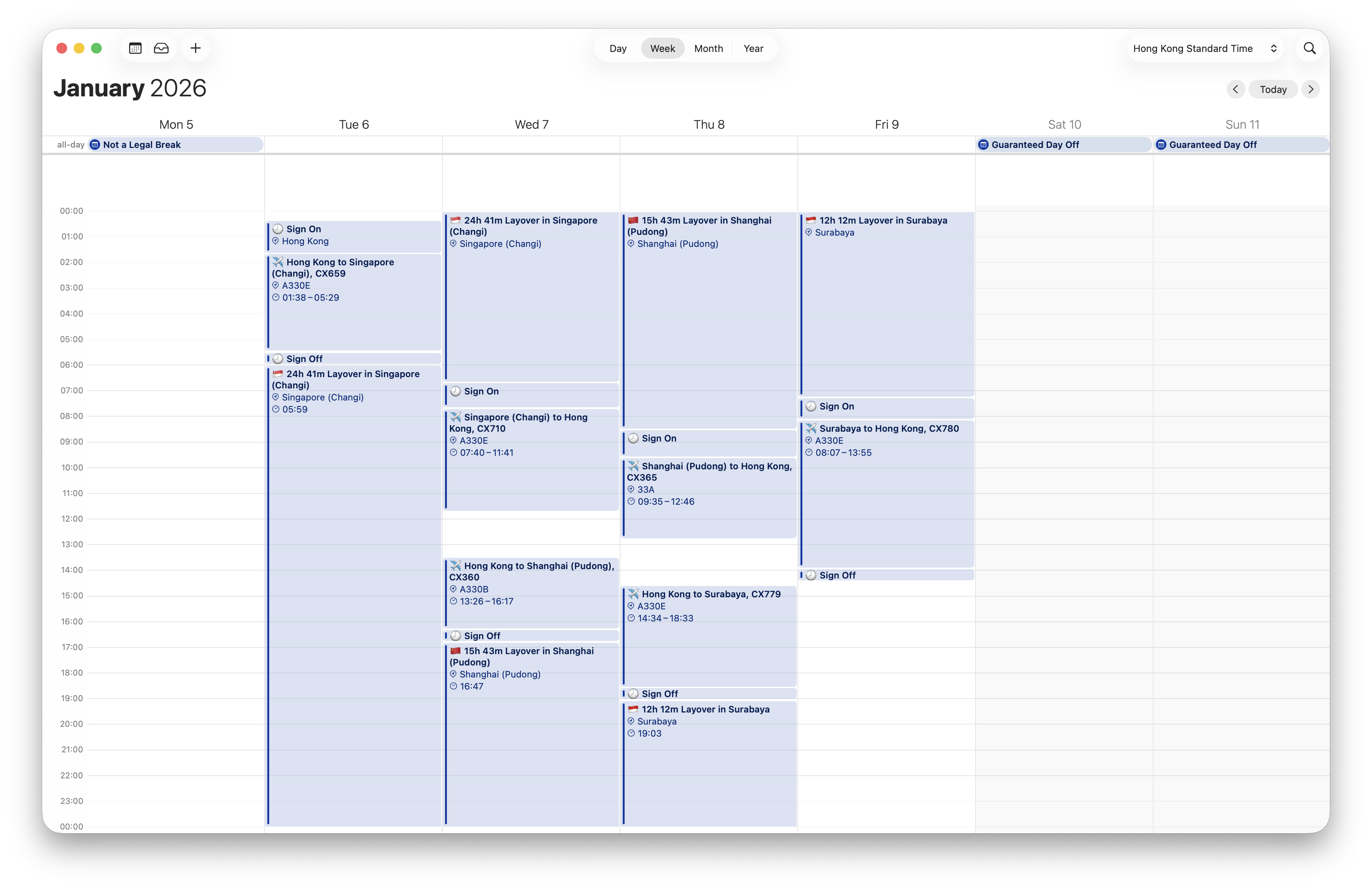 CXRoster clean roster calendar example